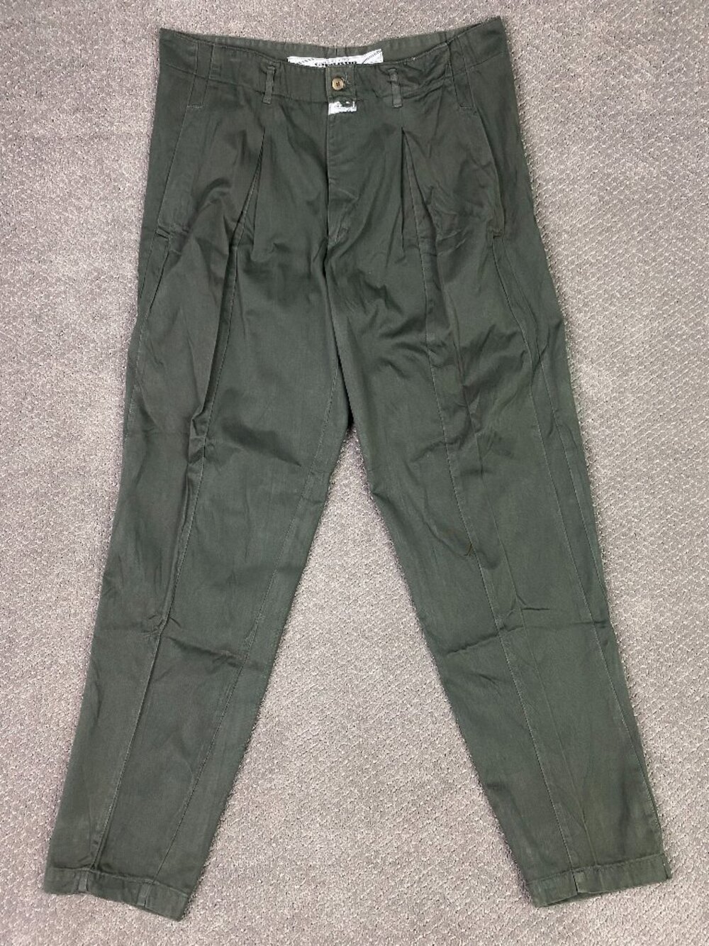 Vintage Marithe Girbaud Francois Pants Mens 38 x 35 Green Pleated Chino Tapered